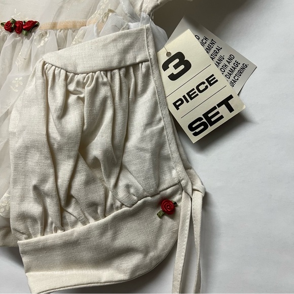 Vintage Set Infant Dress Size 3-6 M Bonnet Girl Linen Lace NWT M Bright Future - Picture 13 of 17